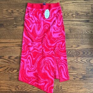 Asymmetrical Red Swirl Skirt